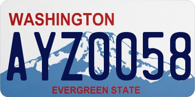 WA license plate AYZ0058