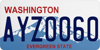 WA license plate AYZ0060