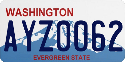 WA license plate AYZ0062