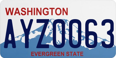 WA license plate AYZ0063