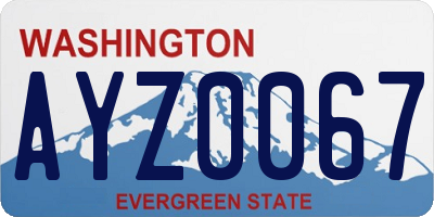 WA license plate AYZ0067