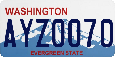 WA license plate AYZ0070