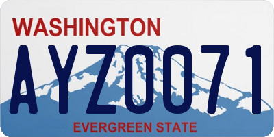 WA license plate AYZ0071