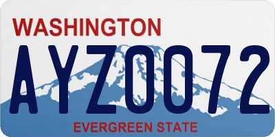 WA license plate AYZ0072