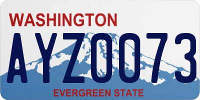 WA license plate AYZ0073