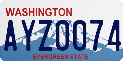 WA license plate AYZ0074