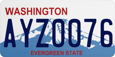 WA license plate AYZ0076