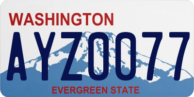 WA license plate AYZ0077