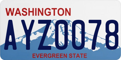 WA license plate AYZ0078