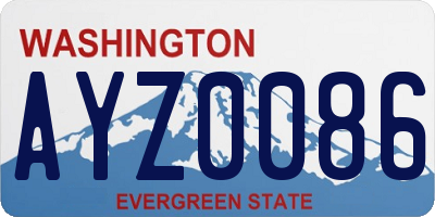 WA license plate AYZ0086