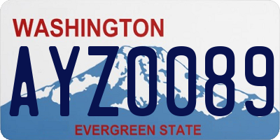 WA license plate AYZ0089