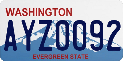 WA license plate AYZ0092