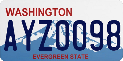 WA license plate AYZ0098