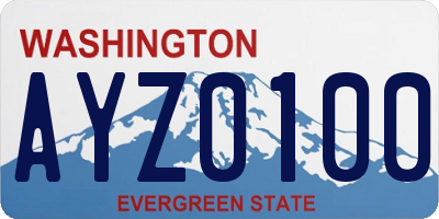 WA license plate AYZ0100