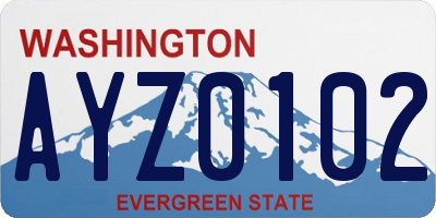 WA license plate AYZ0102