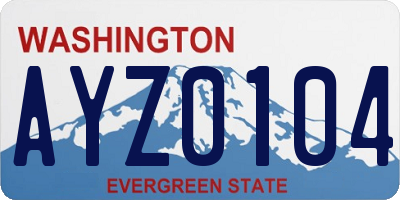 WA license plate AYZ0104