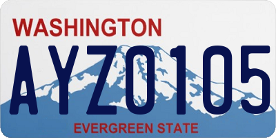 WA license plate AYZ0105