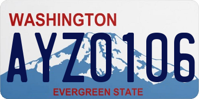 WA license plate AYZ0106