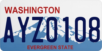 WA license plate AYZ0108