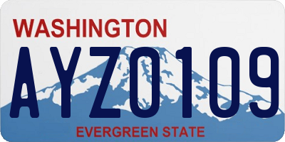 WA license plate AYZ0109