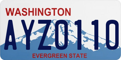 WA license plate AYZ0110