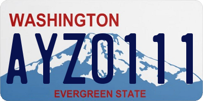 WA license plate AYZ0111