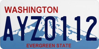 WA license plate AYZ0112