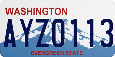 WA license plate AYZ0113