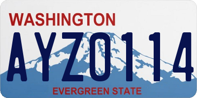 WA license plate AYZ0114