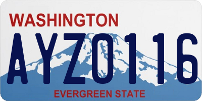 WA license plate AYZ0116