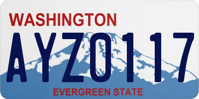 WA license plate AYZ0117