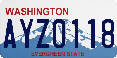 WA license plate AYZ0118