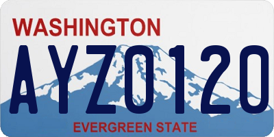 WA license plate AYZ0120