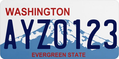 WA license plate AYZ0123