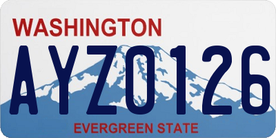 WA license plate AYZ0126