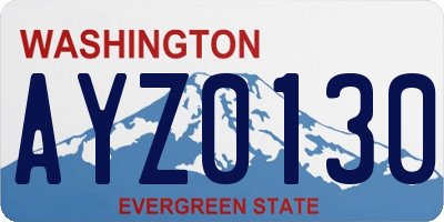 WA license plate AYZ0130