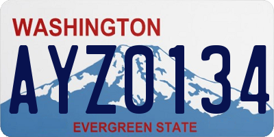 WA license plate AYZ0134