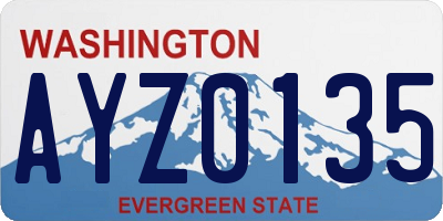 WA license plate AYZ0135