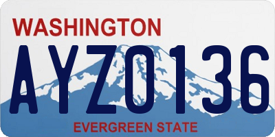 WA license plate AYZ0136