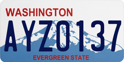 WA license plate AYZ0137