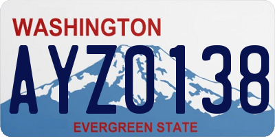 WA license plate AYZ0138