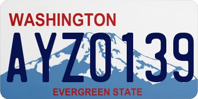 WA license plate AYZ0139