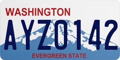 WA license plate AYZ0142