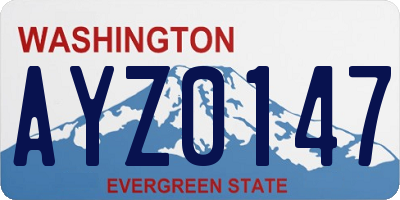 WA license plate AYZ0147