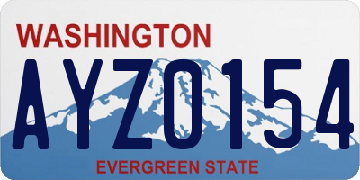 WA license plate AYZ0154