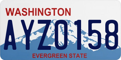 WA license plate AYZ0158