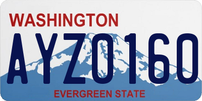 WA license plate AYZ0160