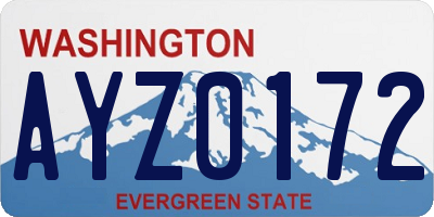 WA license plate AYZ0172