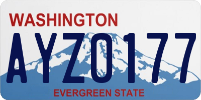 WA license plate AYZ0177