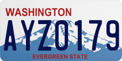 WA license plate AYZ0179